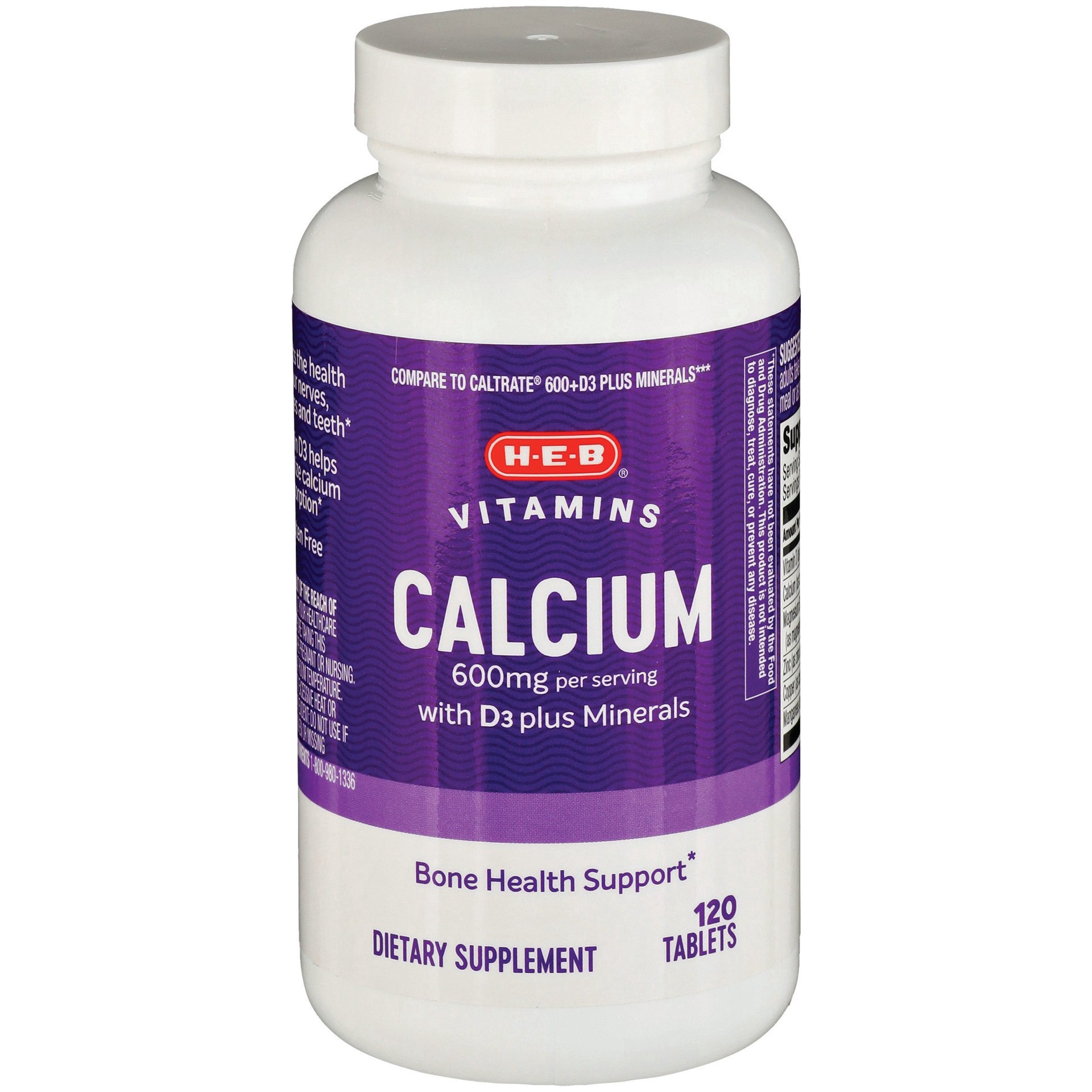 slide 1 of 1, H-E-B Calcium with Vitamin D3 & Minerals, 120 ct