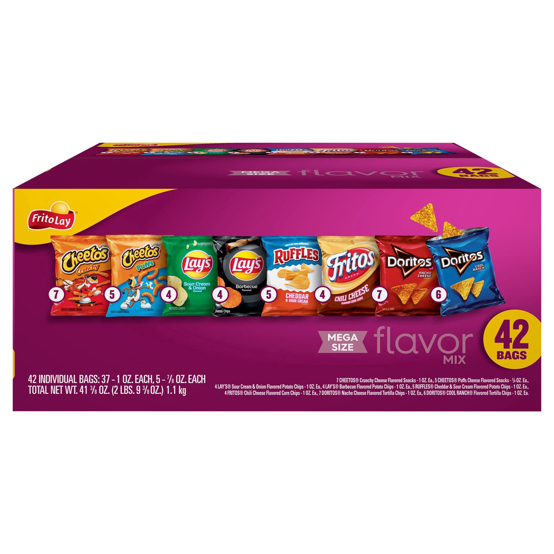 slide 1 of 1, Frito-Lay Snacks Flavor Mix Variety Packs 41 3/8 Oz, 42 Count, 42 ct