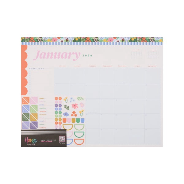 slide 3 of 10, 2026 Happy Planner 12-Month Desk Calendar, 22"" x 17"", Color Beat, January To December, CD00212002, 1 ct