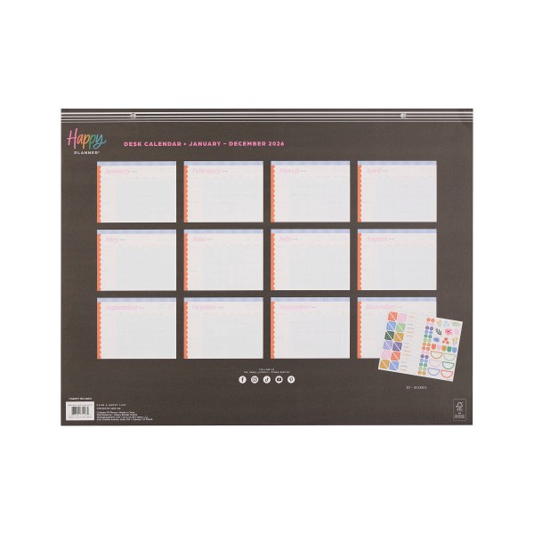 slide 10 of 10, 2026 Happy Planner 12-Month Desk Calendar, 22"" x 17"", Color Beat, January To December, CD00212002, 1 ct