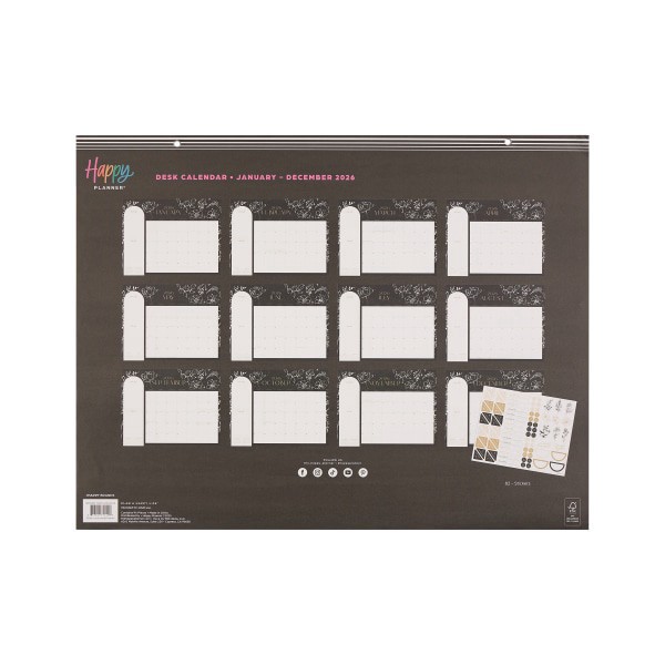 slide 2 of 10, 2026 Happy Planner 12-Month Desk Calendar, 22"" x 17"", Mod Silhouette, January To December, CD00212003, 1 ct