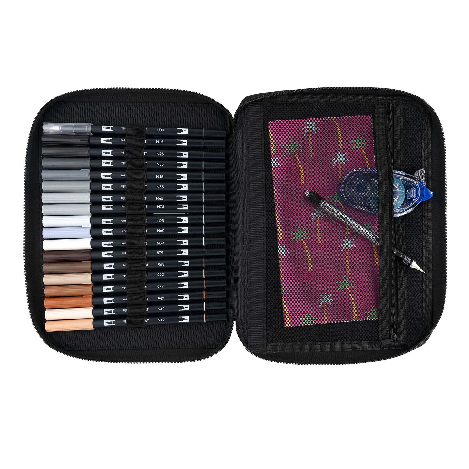 slide 8 of 9, Tombow Dual Brush Pen & Marker Case Set, 10.5 in x 8.2 in x 2.5 in
