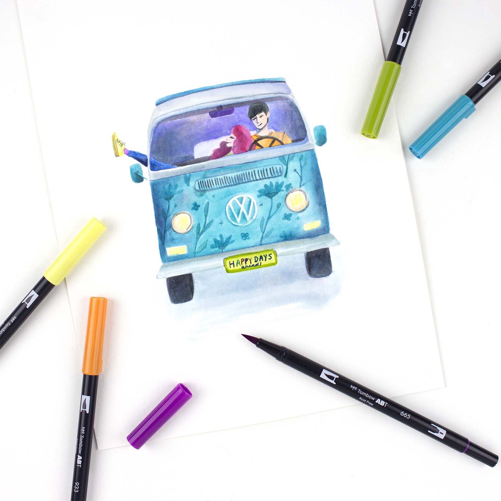 slide 5 of 9, Tombow Dual Brush Pen & Marker Case Set, 10.5 in x 8.2 in x 2.5 in