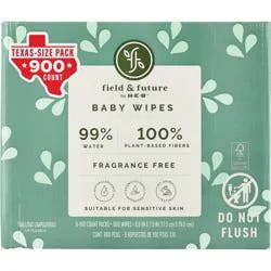 Field & Future by H-E-B 99% Water Baby Wipes Texas Size Pack, 9 pk