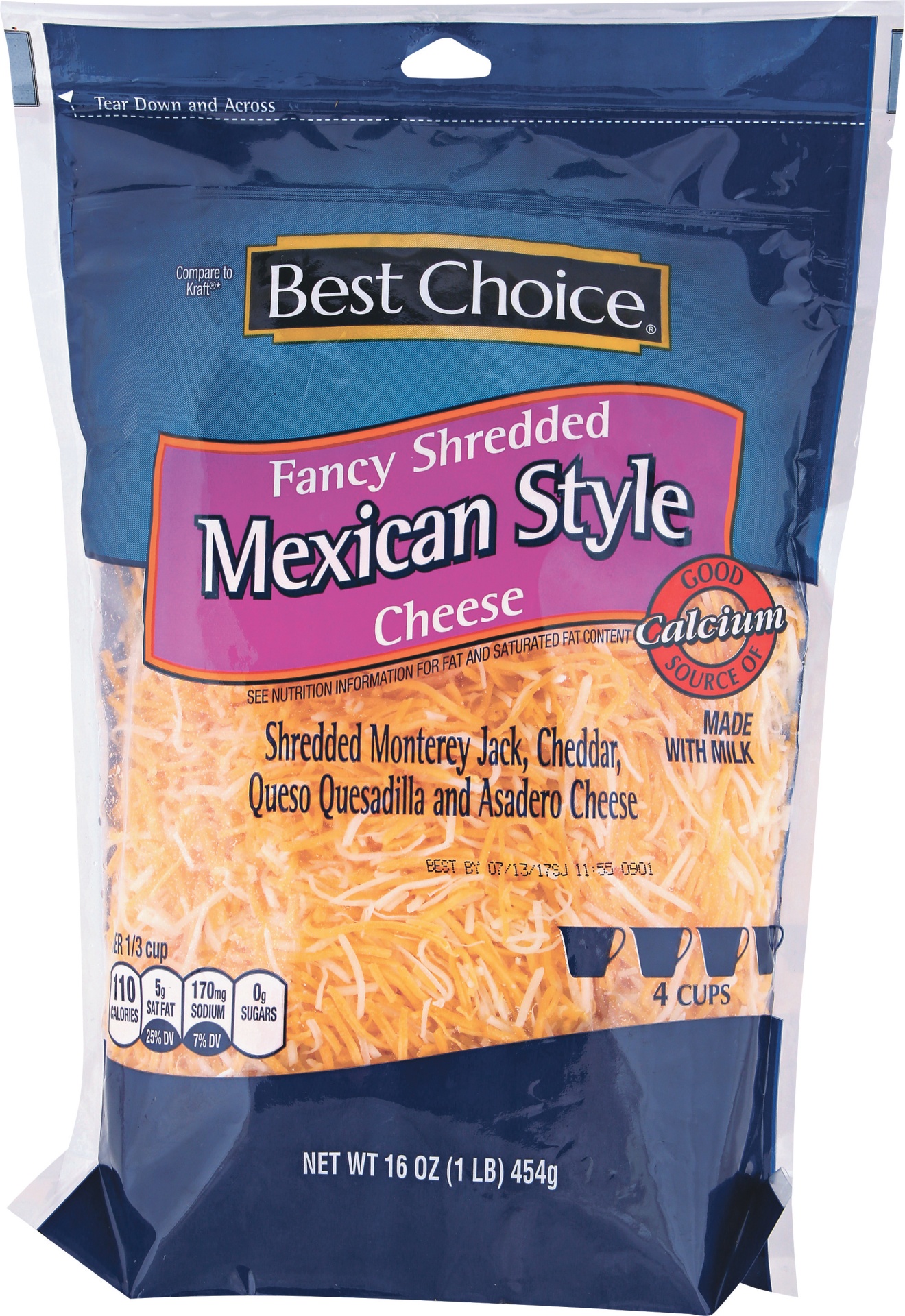 slide 1 of 1, Best Choice Fancy Mexican Style Shredded Cheese, 16 oz