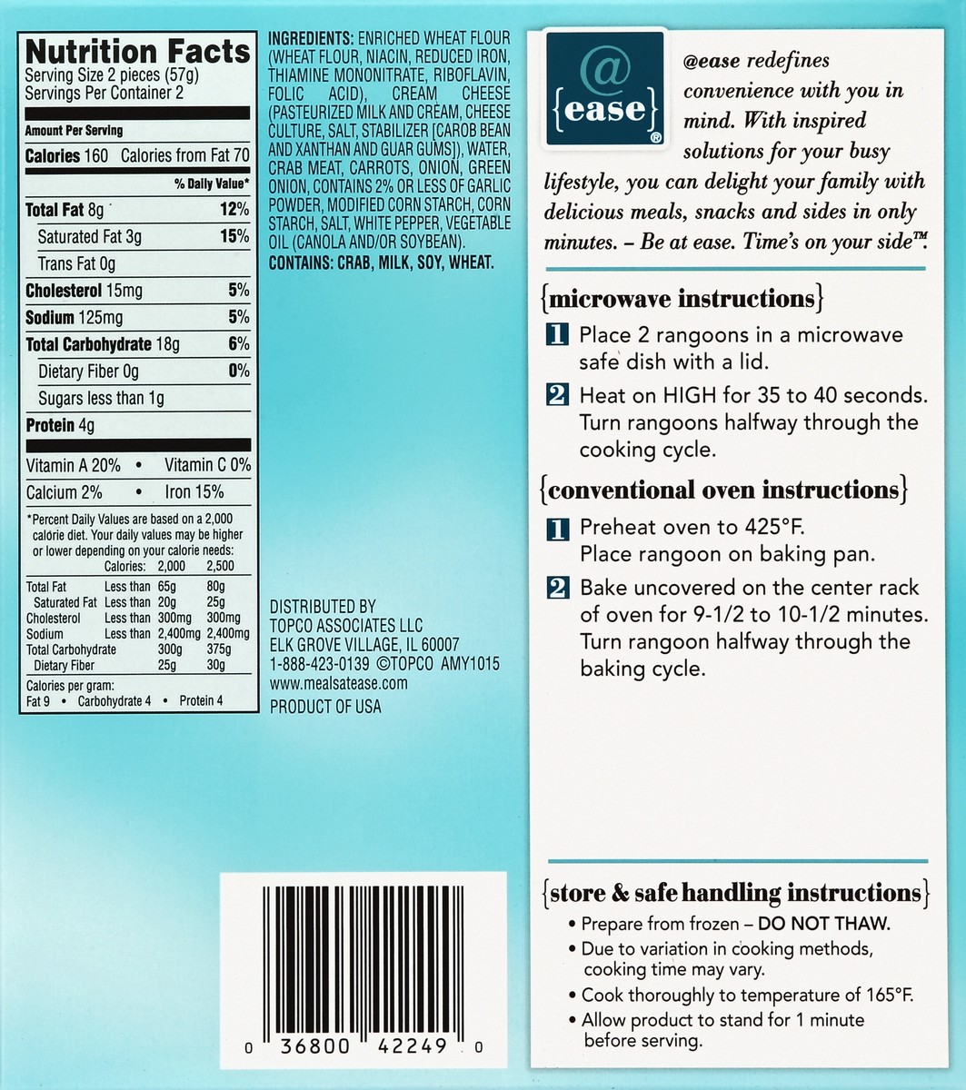 slide 6 of 6, @ease Crab Rangoon, Appetizer, 4 ct