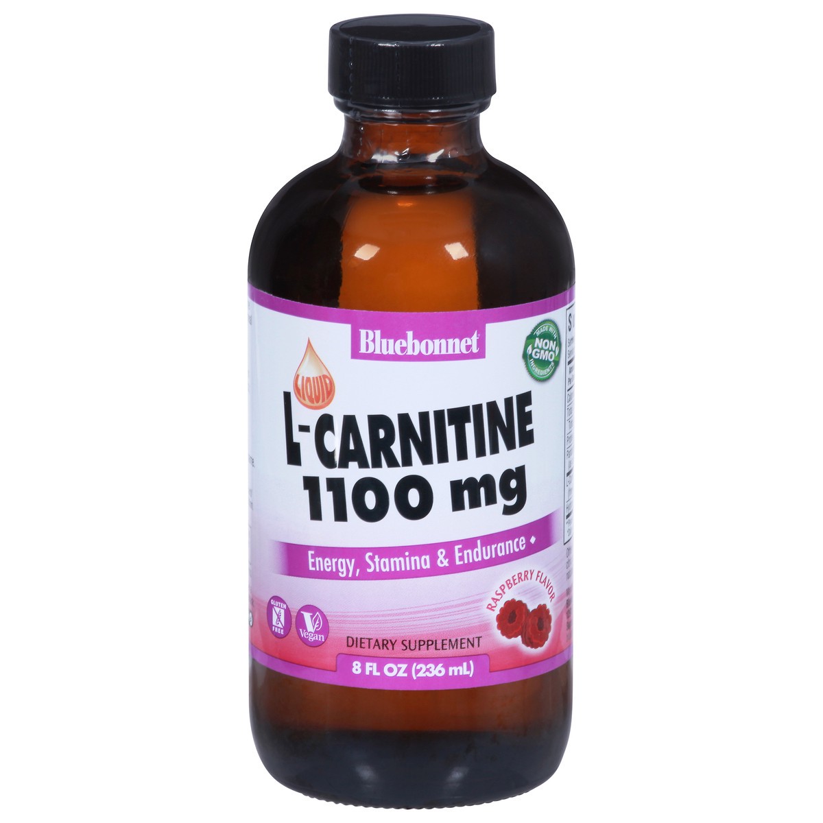 slide 1 of 1, Bluebonnet Nutrition 1100 mg Liquid Raspberry Flavor L-Carnitine 8 fl oz, 8 fl oz