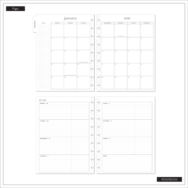 slide 5 of 10, 2026 Happy Planner Monthly/Weekly Classic Disc Bound Planner, 7"" x 9-1/4"", Fluid Fusion, January To December, PD0076C014, 1 ct