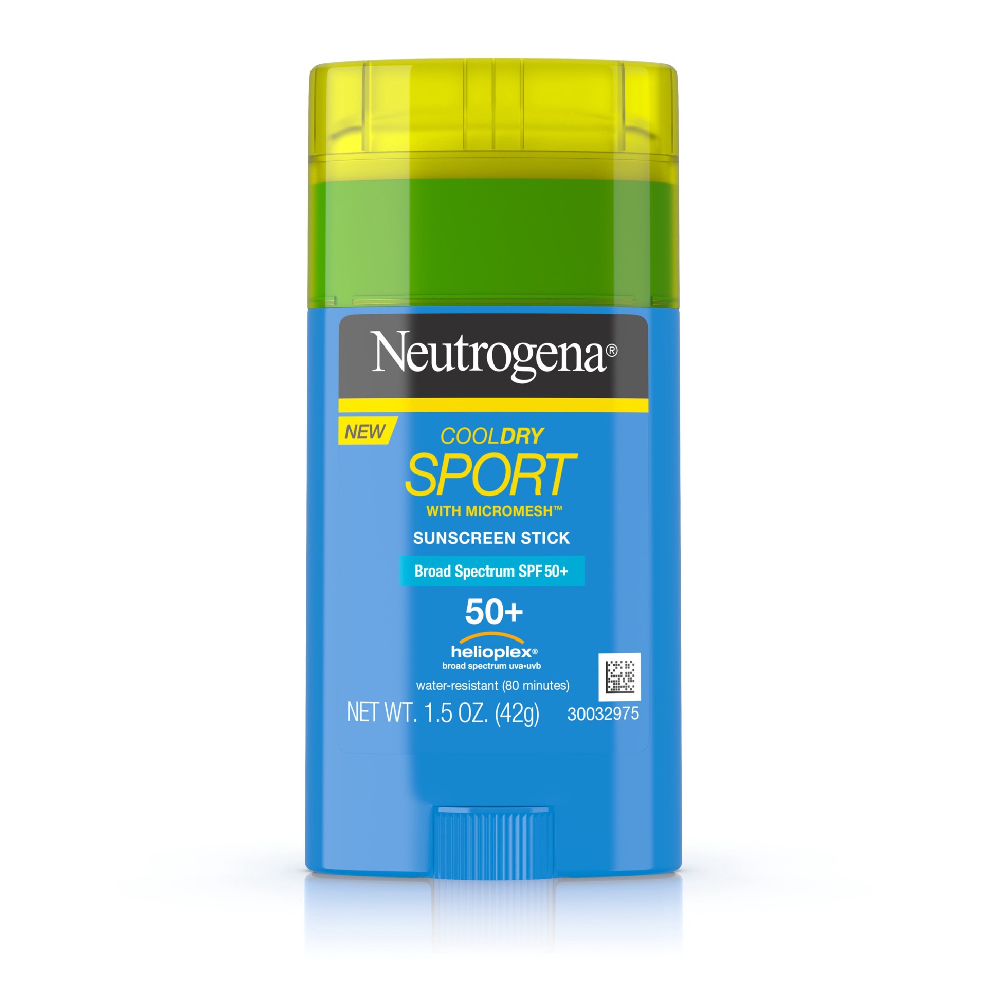 slide 1 of 9, Neutrogena CoolDry Sport Sunscreen Stick with Broad Spectrum SPF 50+ UVA/UVB Protection, Sweat- & Water-Resistant Sunscreen Stick for Face & Body, Oil- & PABA-Free Formula, 1.5 oz, 1.5 oz