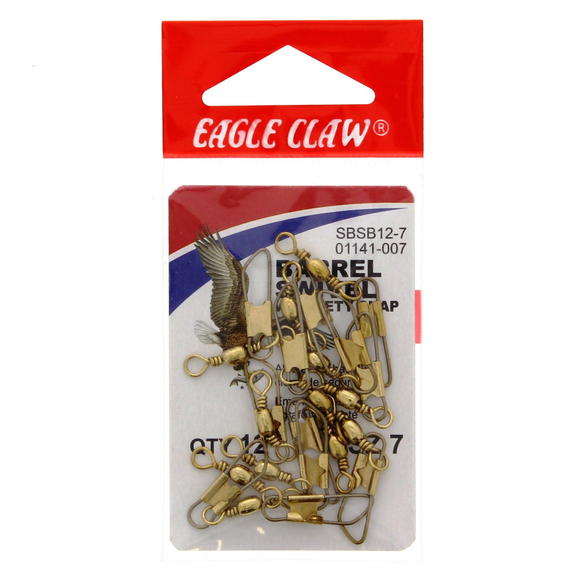 slide 1 of 1, Eagle Claw Barrel Swivel with Safety Snap, Size 7/0, 12 ct