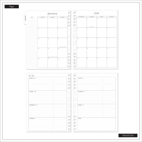 slide 9 of 10, 2026 Happy Planner Monthly/Weekly Classic Customizable Twin Loop Planner, 7"" x 9-1/4"", Mod Silhouette, January To December, PZ0017C013, 1 ct