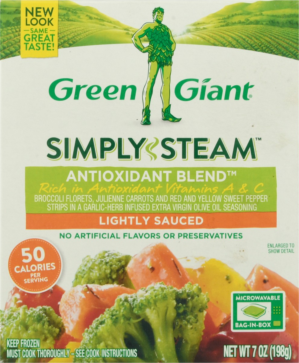 slide 1 of 13, Green Giant Simply Steam Lightly Sauced Antioxidant Blend 7 oz, 7 oz