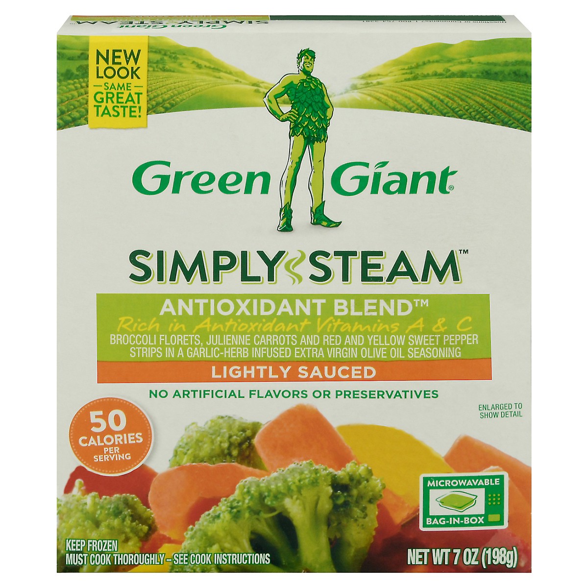 slide 1 of 13, Green Giant Simply Steam Lightly Sauced Antioxidant Blend 7 oz, 7 oz