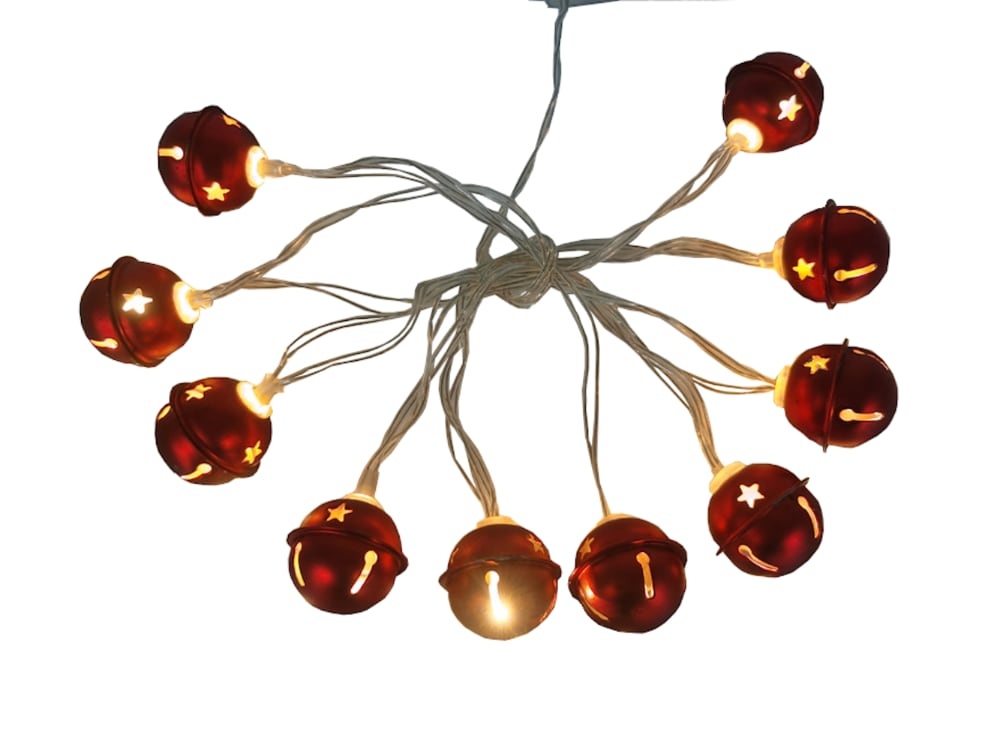 slide 1 of 1, Holiday Home Led Bell String Lights - Matte Red, 10 ct