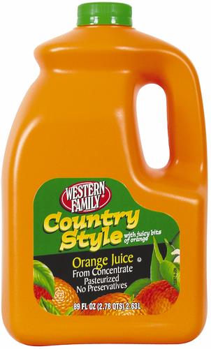 slide 1 of 1, Western Family Country Style Orange Juice - 89 oz, 89 oz