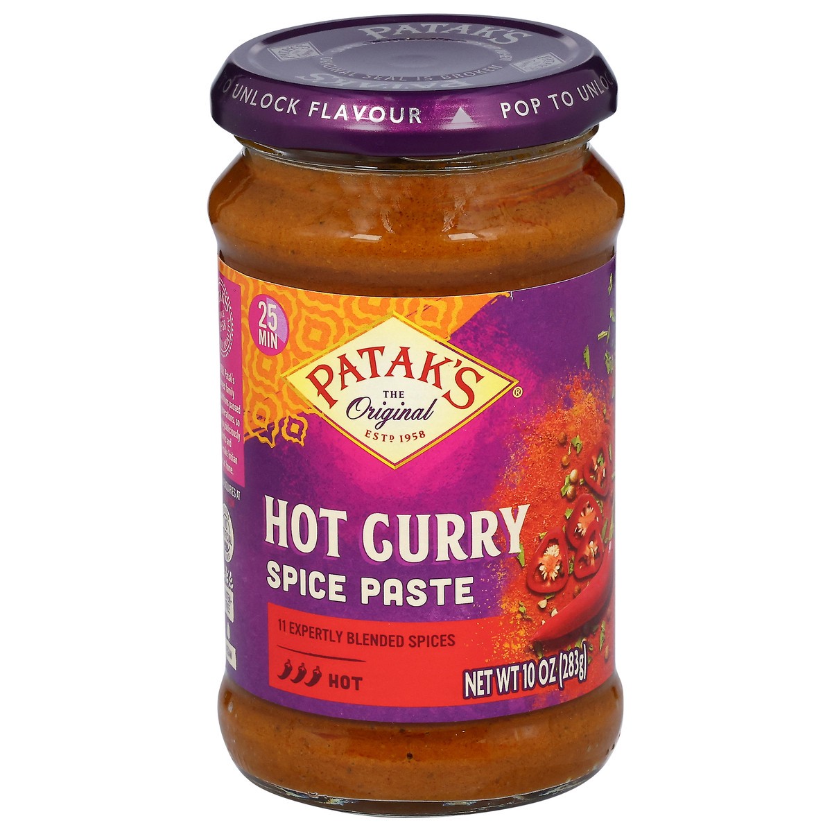 slide 1 of 13, Patak's Hot Curry Spice Paste 10 oz, 10 oz