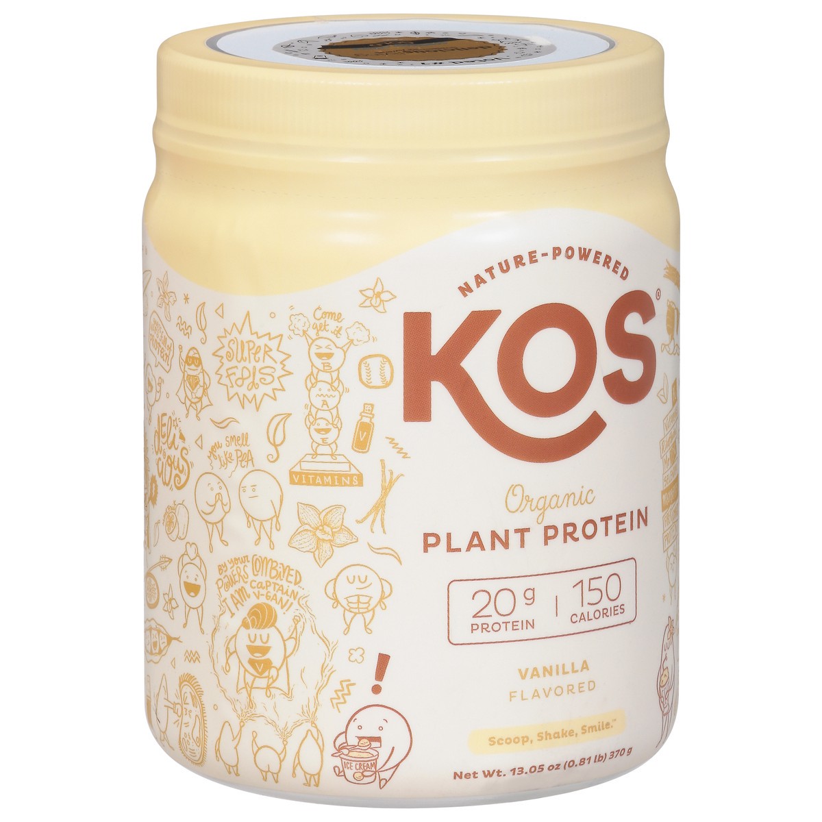 slide 10 of 11, KOS Organic Vanilla Flavored Plant Protein 13.05 oz, 13.05 oz