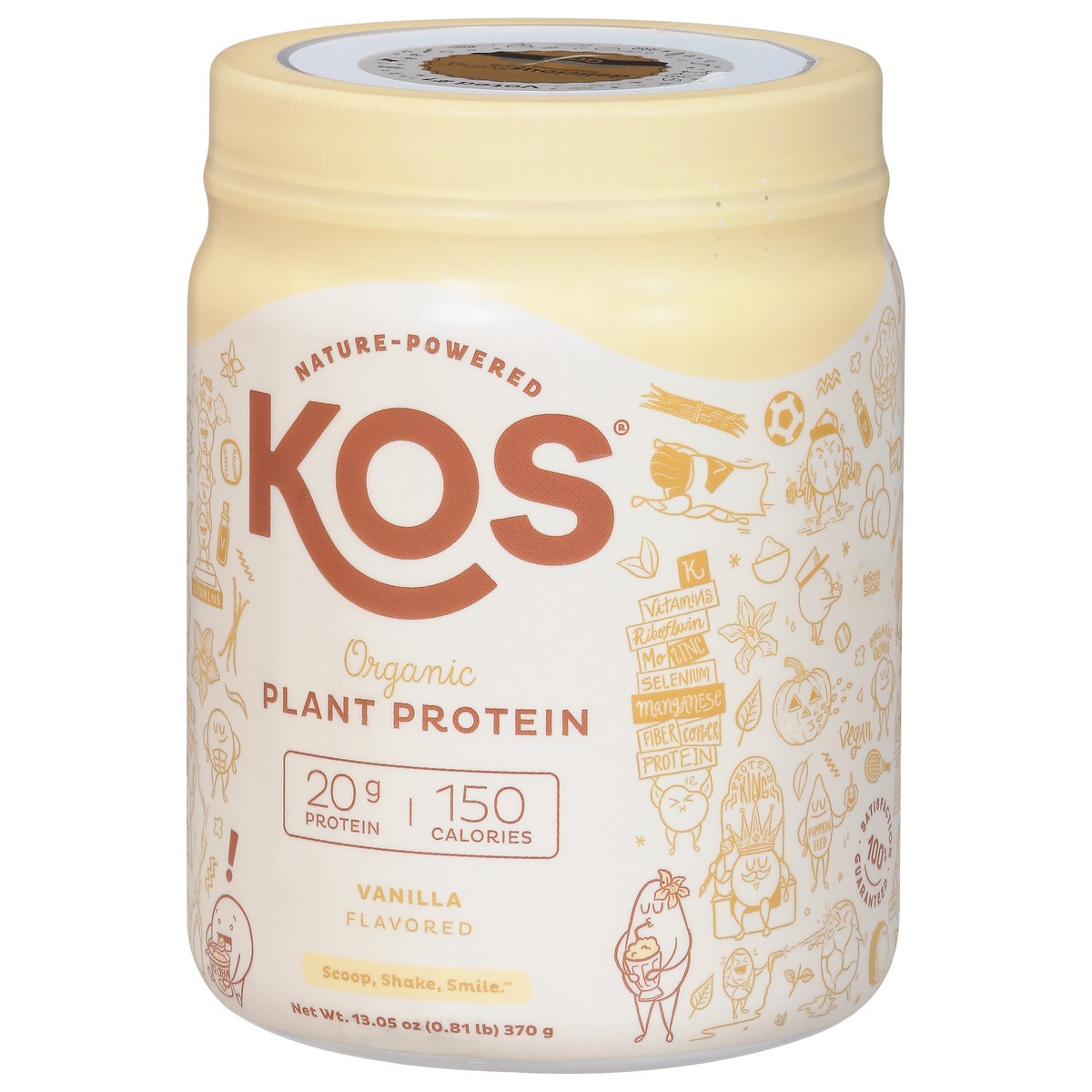 slide 5 of 11, KOS Organic Vanilla Flavored Plant Protein 13.05 oz, 13.05 oz