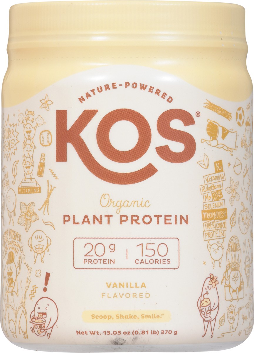 slide 4 of 11, KOS Organic Vanilla Flavored Plant Protein 13.05 oz, 13.05 oz