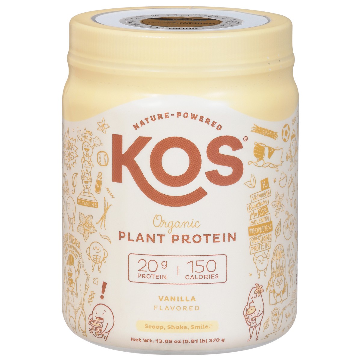 slide 11 of 11, KOS Organic Vanilla Flavored Plant Protein 13.05 oz, 13.05 oz