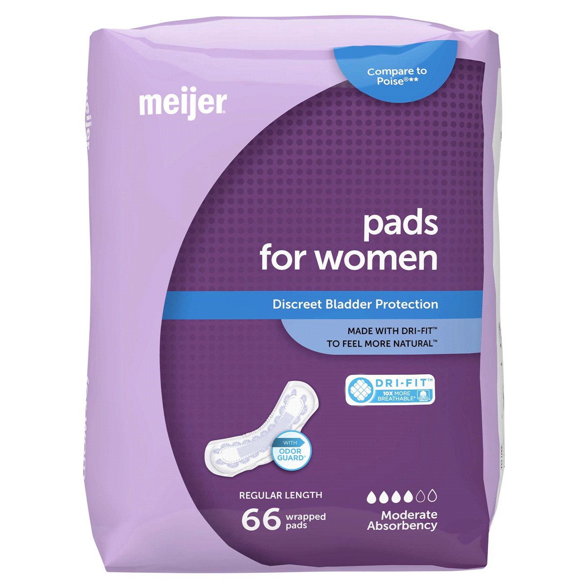 slide 18 of 21, Meijer Bladder Control Pads, Moderate Absorbency, 66 ct