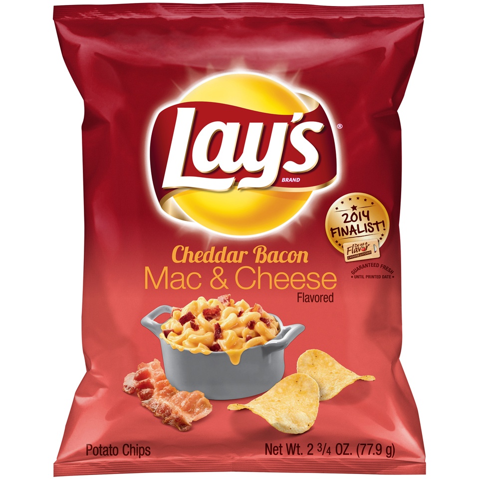 slide 1 of 1, Lay's Cheddar Bacon Mac 'N Cheese Potato Chips, 2.75 oz