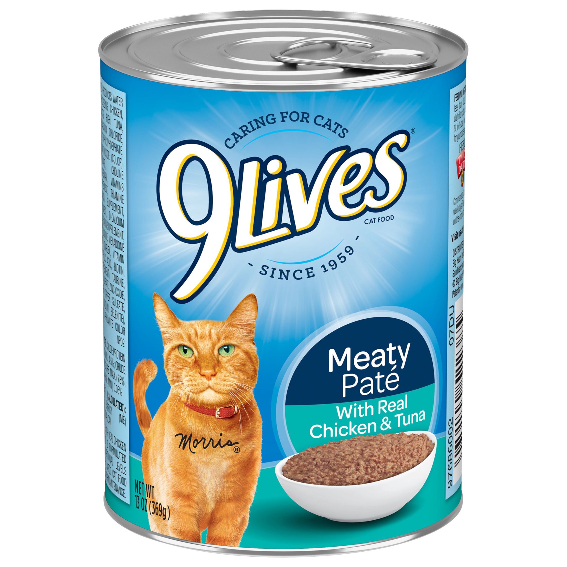 slide 1 of 6, 9Lives Meaty Paté With Real Chicken & Tuna Wet Cat Food, 13-Ounce, 13 oz