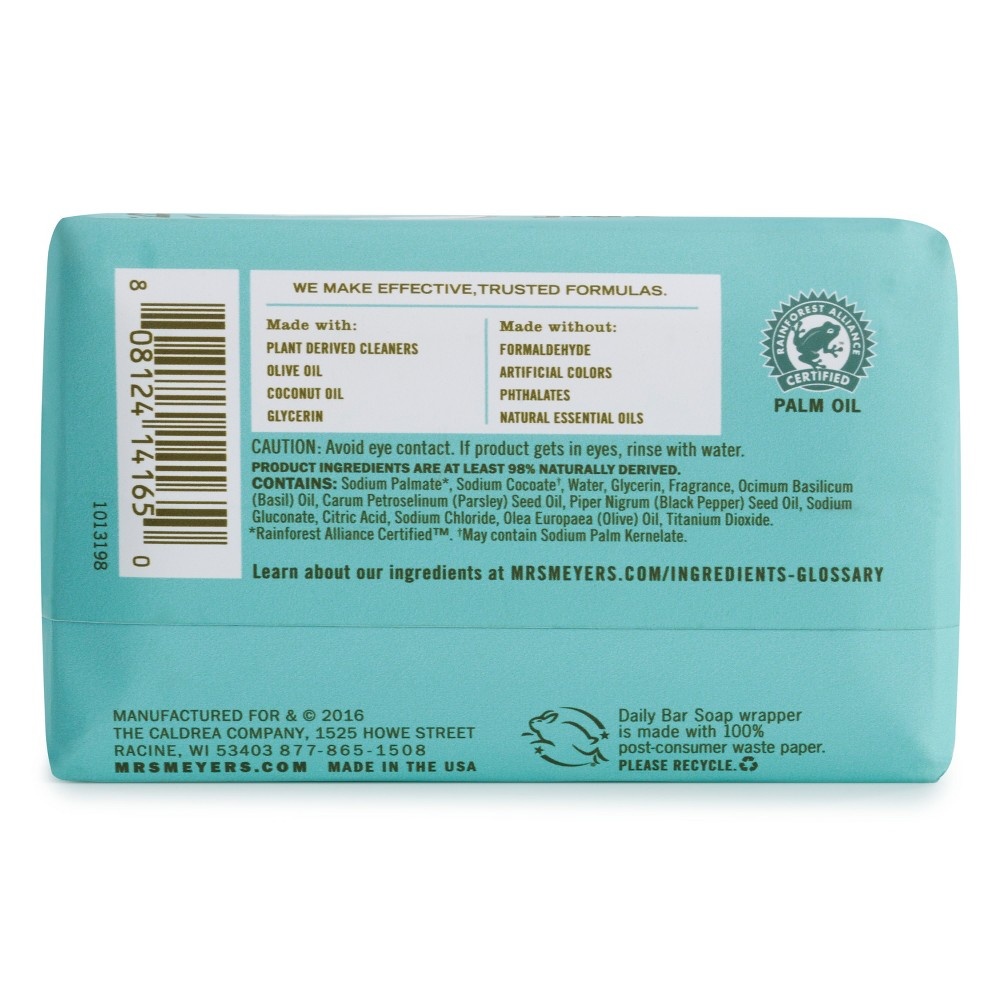 slide 2 of 4, Mrs. Meyer's Clean Day Daily Bar Soap Basil, 5.3 oz