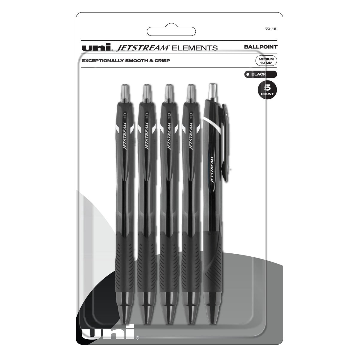 slide 1 of 13, uni-ball Jetstream Elements Ballpoint Pens, Medium Point (1.0mm), Black Ink, 5-Count, 1 ct