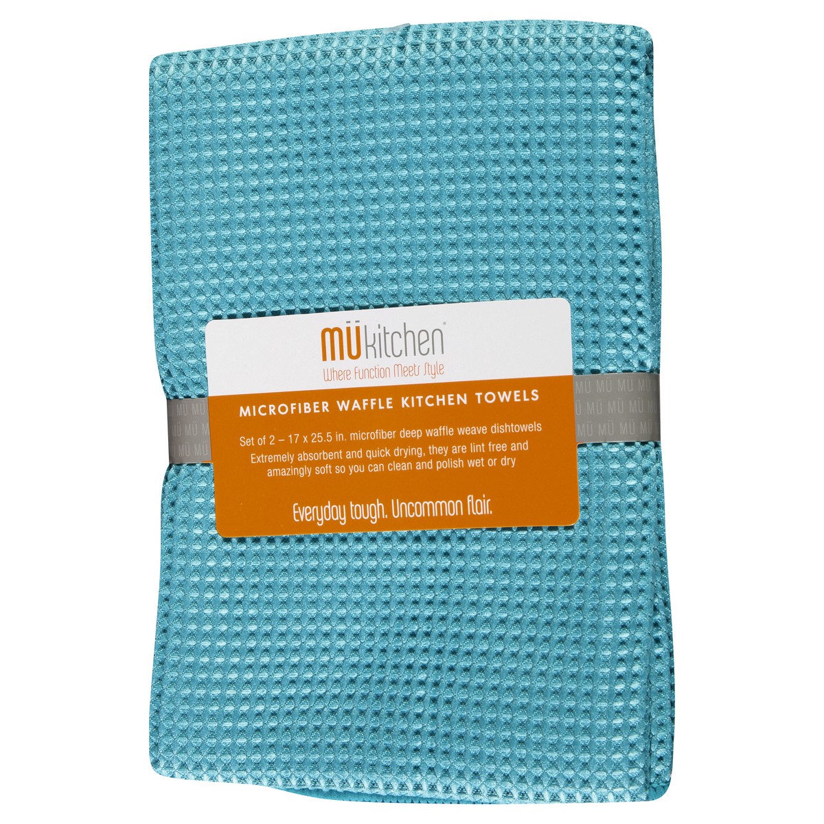 slide 3 of 9, MUkitchen Microfiber Waffle Sea Blue Kitchen Towels 2 ea, 2 ct
