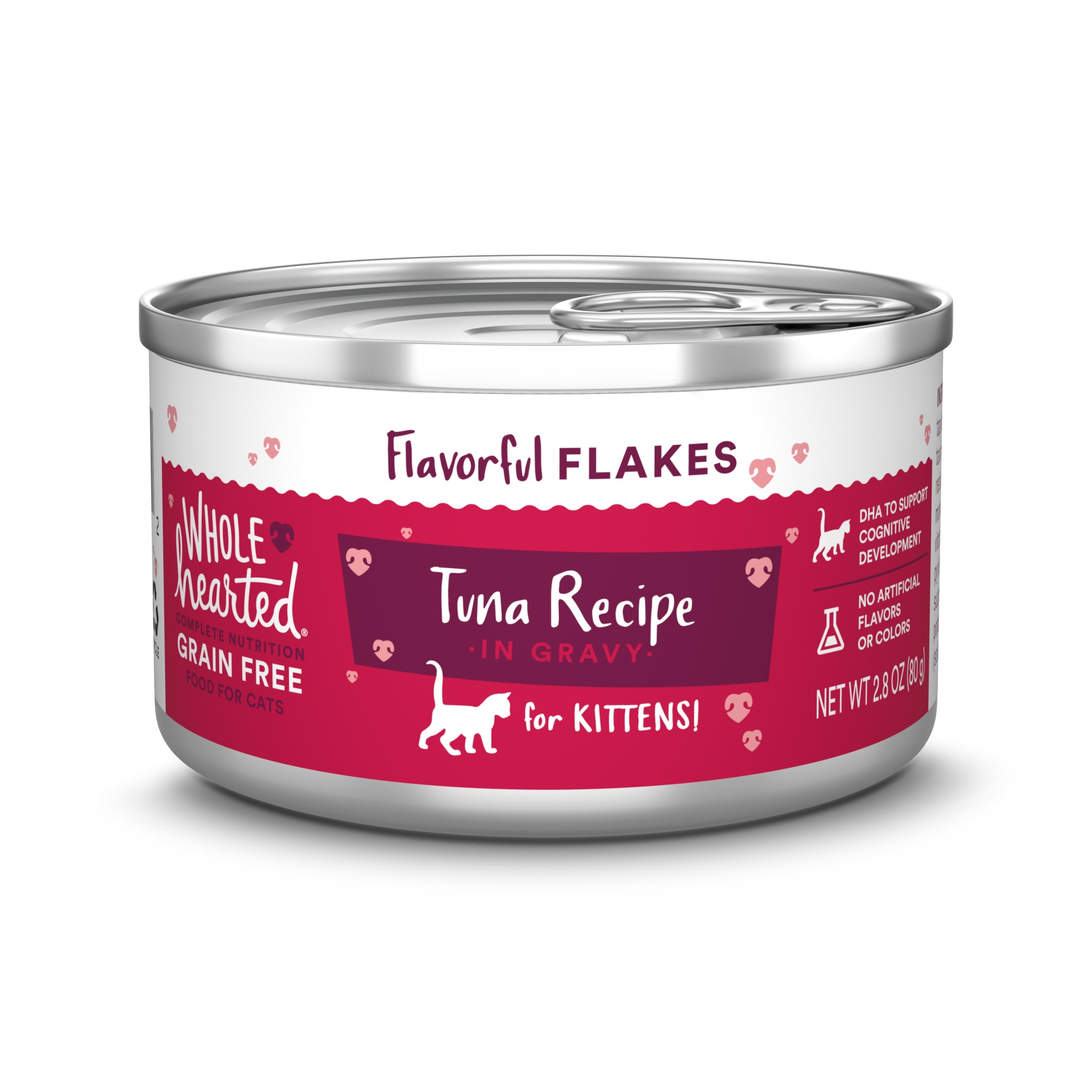 slide 1 of 1, WholeHearted Canned Kitten Food - Grain Free Tuna Recipe Flaked in Gravy, 2.8 oz