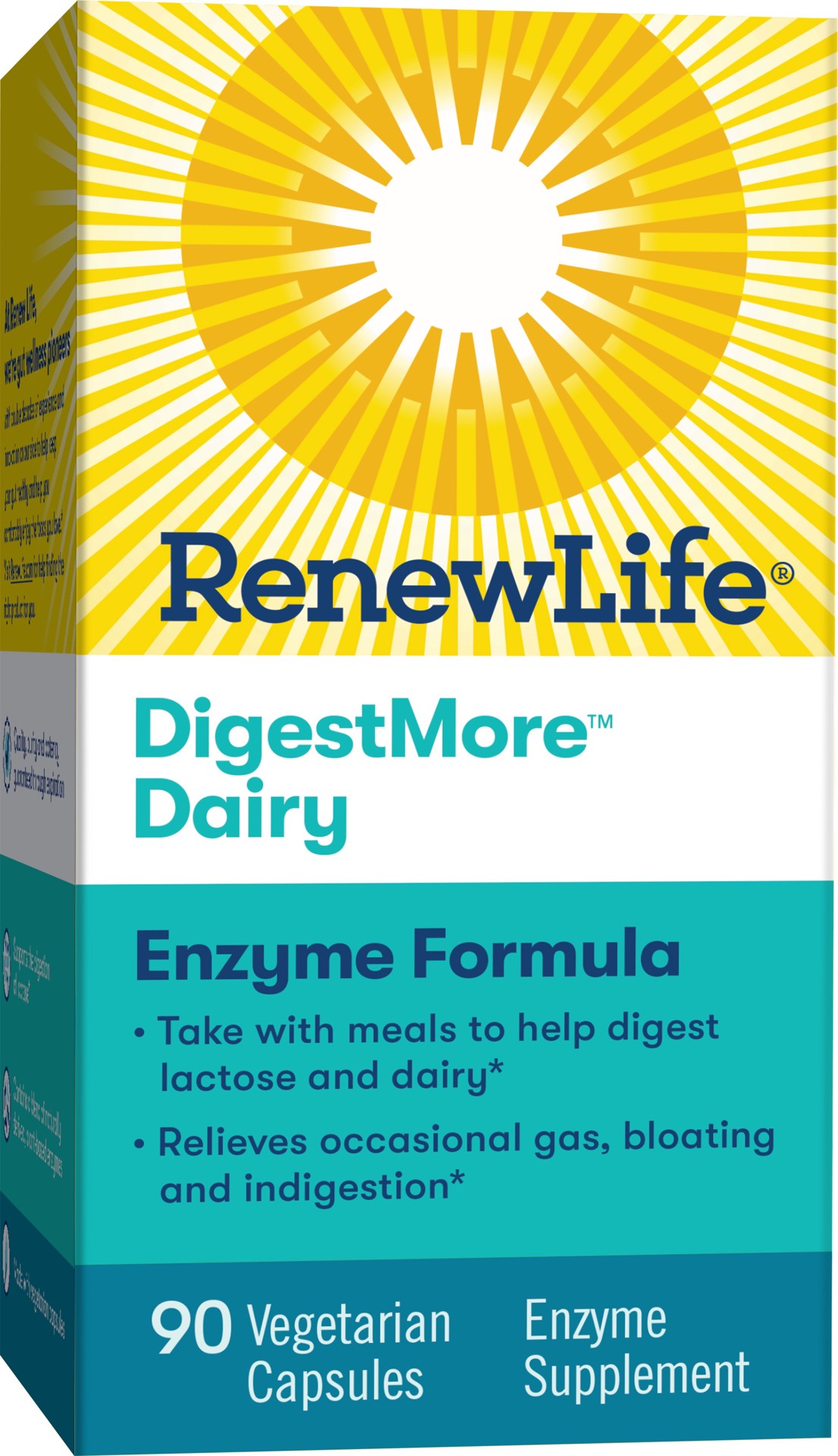 slide 4 of 5, Renew Life Adult Digestive Enzyme - DigestMore™ Dairy Enzyme Supplement - Plant-Based Formula Helps Digest Lactose and Dairy - 90 Vegetarian Capsules, 90 ct