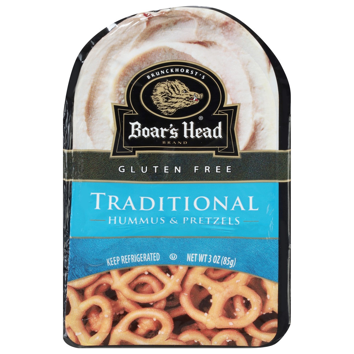 slide 1 of 11, Boar's Head Gluten Free Traditional Hummus & Pretzels, 3 oz