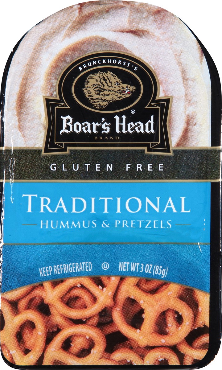 slide 9 of 11, Boar's Head Gluten Free Traditional Hummus & Pretzels, 3 oz