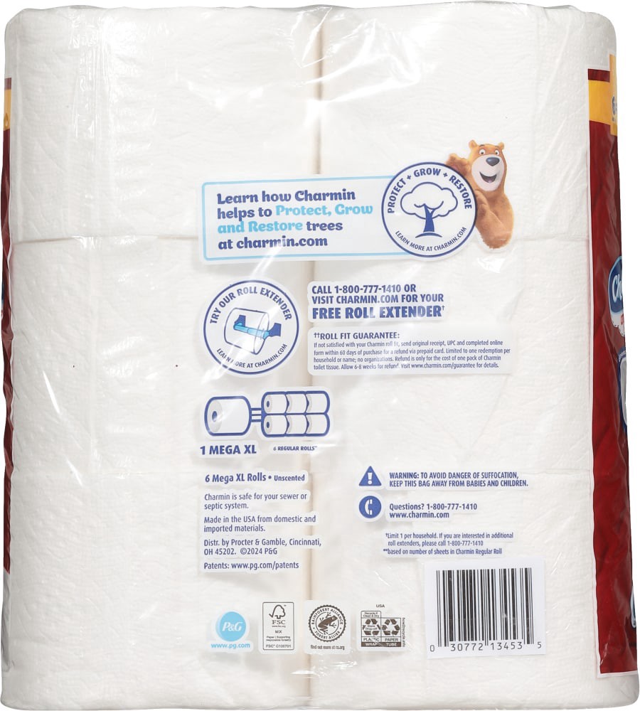 slide 2 of 5, Charmin Ultra Strong Bath Tissue 6 Extra Large Rolls, 6 ct