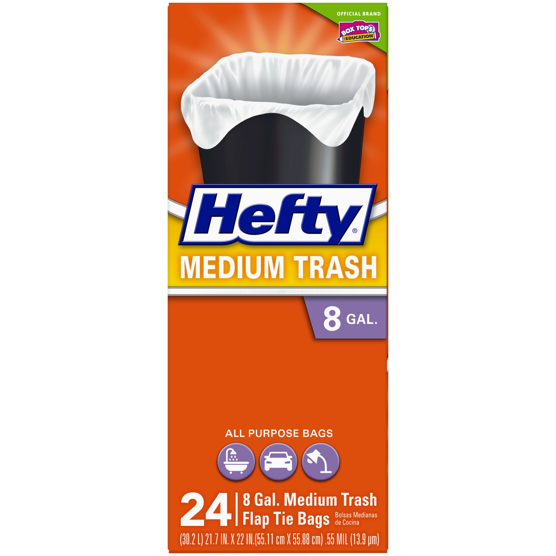 slide 6 of 6, Hefty Flap Tie Medium Trash Flap Tie Bags, 24 ct; 8 gal