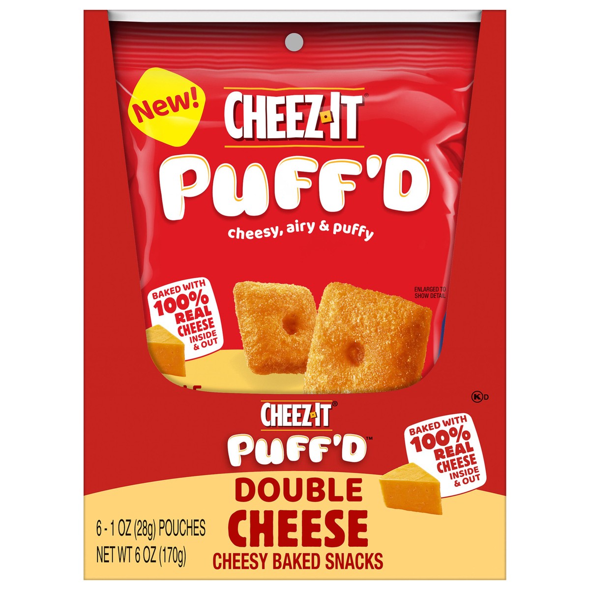 CheezIt Puff'd Double Cheese Cheesy Baked Snacks 6 1 oz Pouch 6 ct