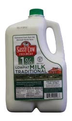 Sassy Cow Creamery 1% Lowfat Milk Traditional Gallon