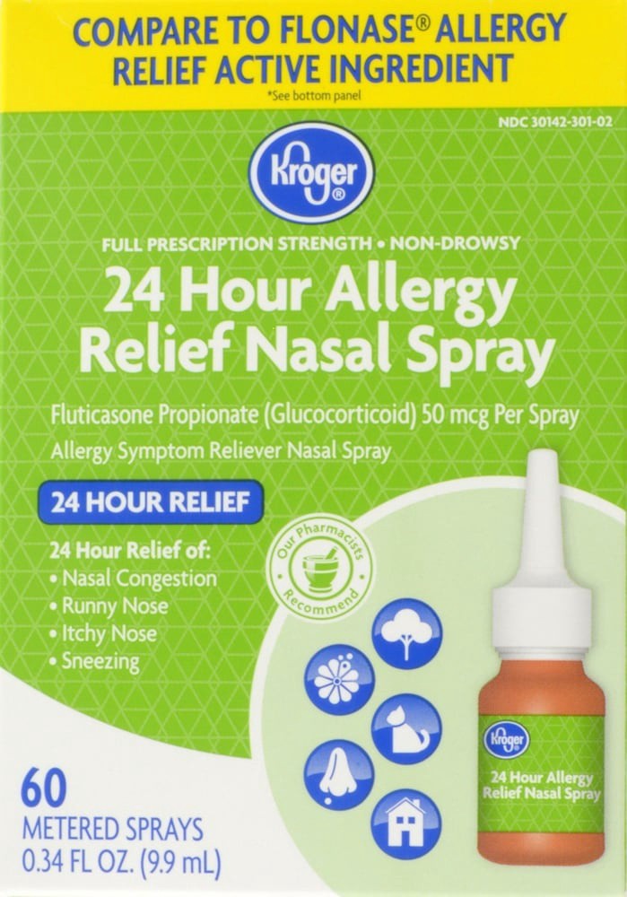 slide 1 of 1, Kroger 24-Hour Allergy Relief Nasal Spray, 0.34 fl oz