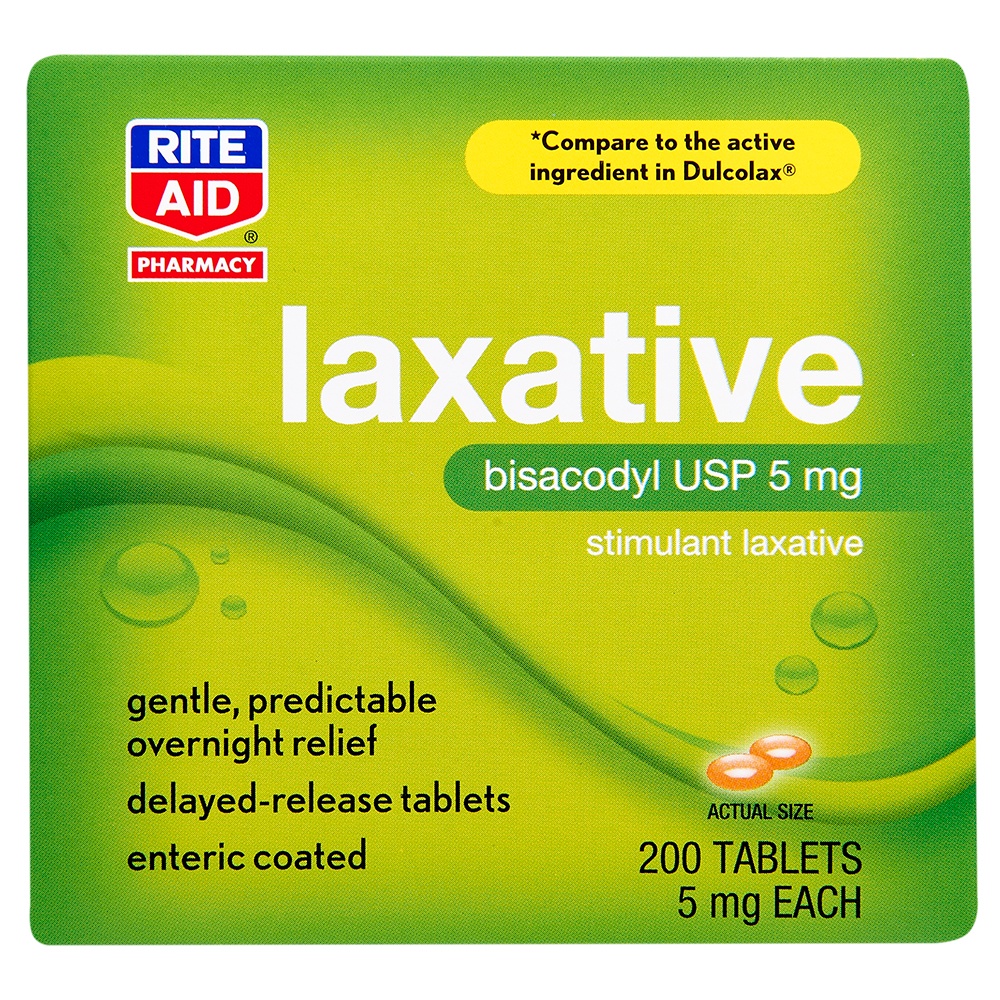 slide 1 of 1, Rite Aid Ra Laxative Bisacodyl Tb, 200 ct