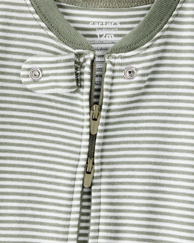 slide 3 of 4, Carter's Baby Boy Bear Striped 100% Cotton Long-Sleeve Snug Fit 1-Piece Pajamas - Green Green 12M, 1 ct