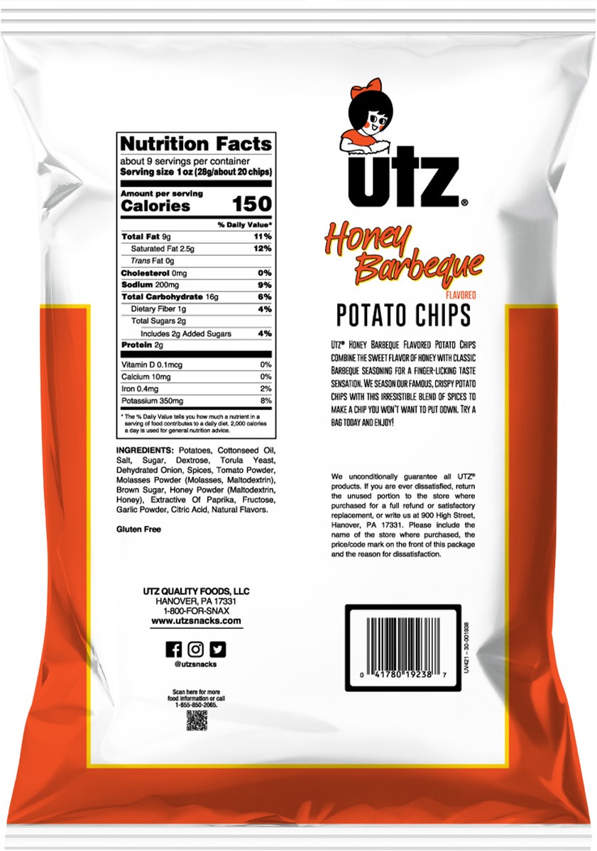 slide 2 of 7, Utz Honey Bbq, 8.5 oz