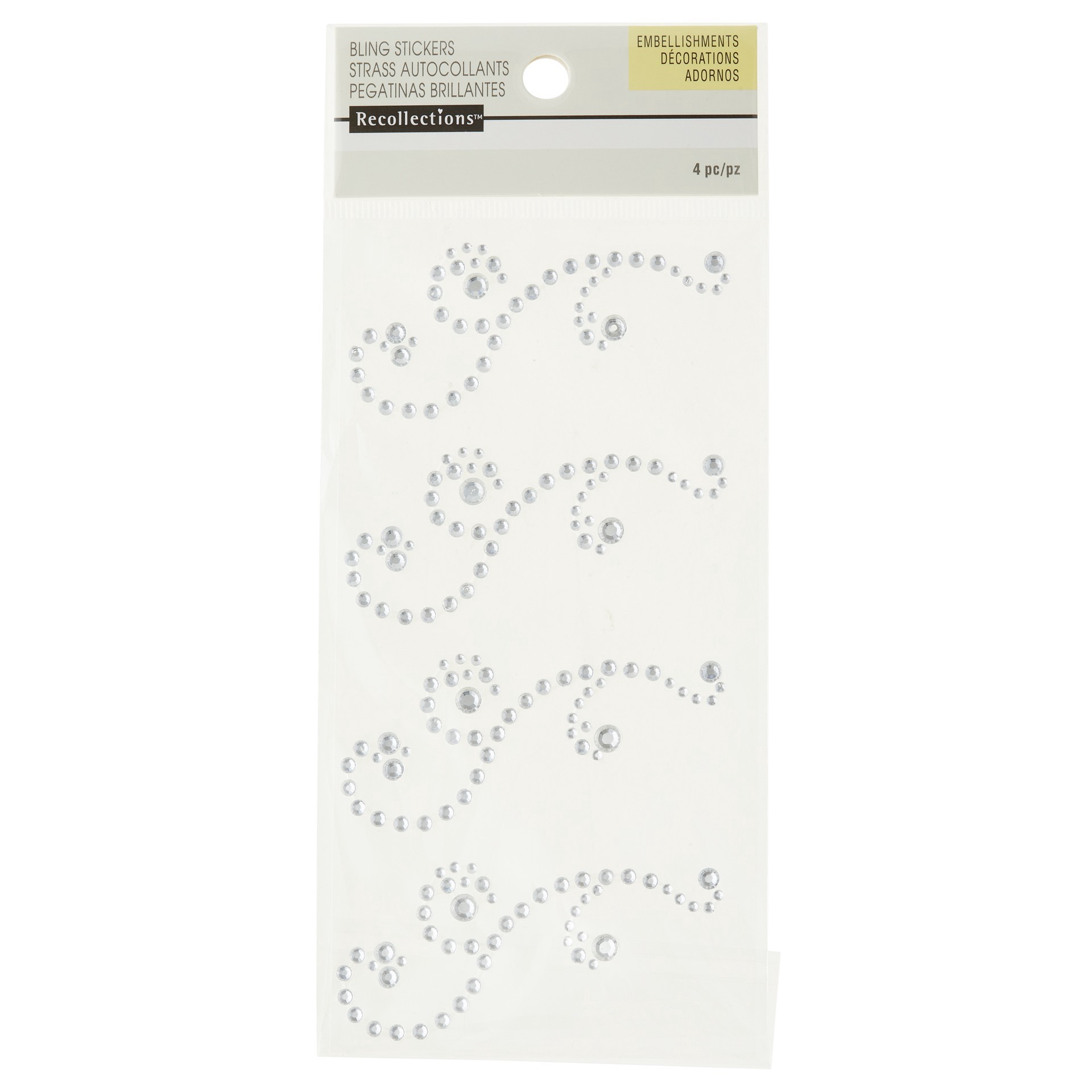 slide 2 of 3, Recollections Adhesive Rhinestones, Clear Swirl Flourishes, 4 designs
