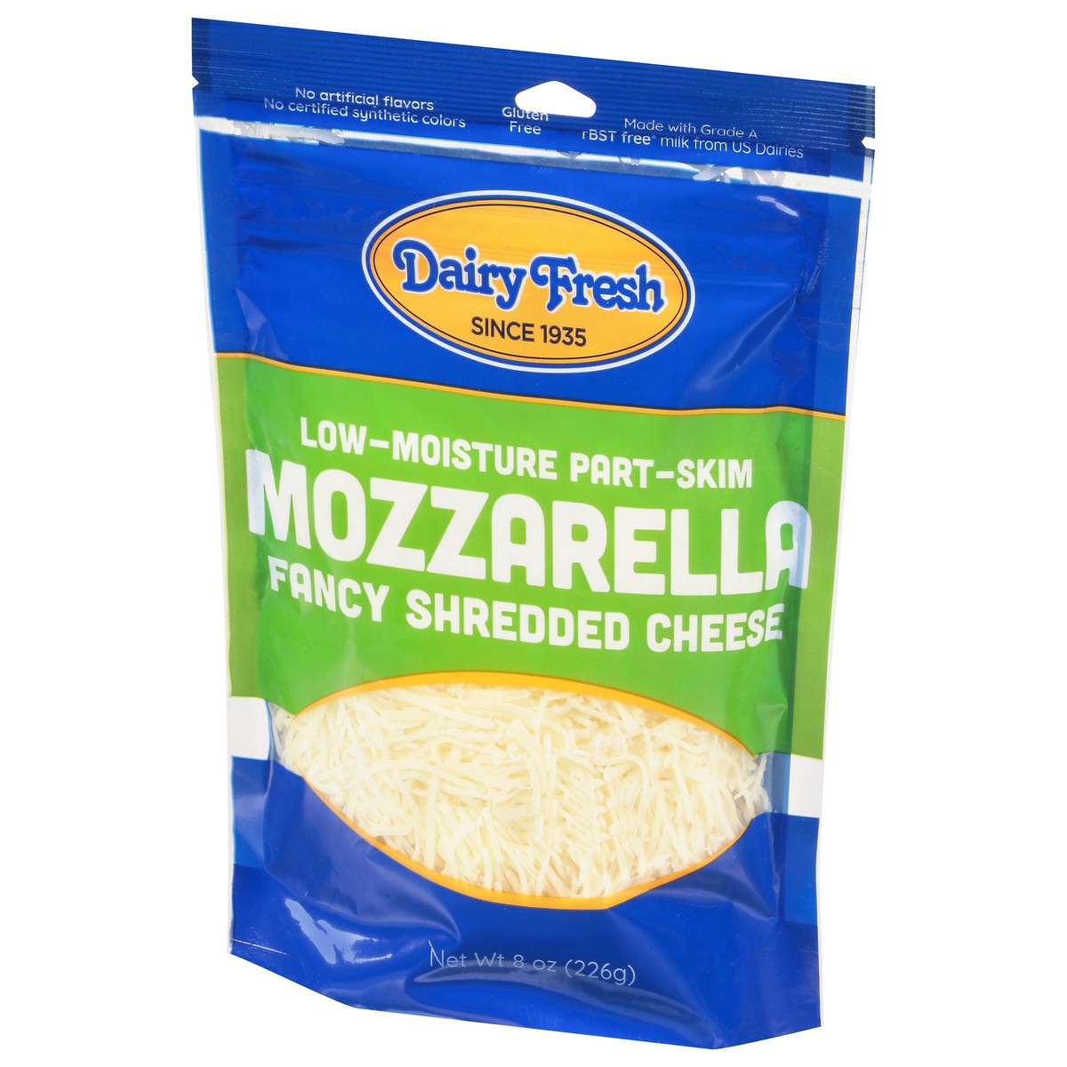 slide 3 of 9, Dairy Fresh Low-Moisture Part-Skim Mozzarella Fancy Shredded Cheese 8 oz, 8 oz
