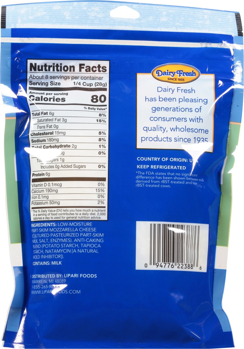 slide 5 of 9, Dairy Fresh Low-Moisture Part-Skim Mozzarella Fancy Shredded Cheese 8 oz, 8 oz