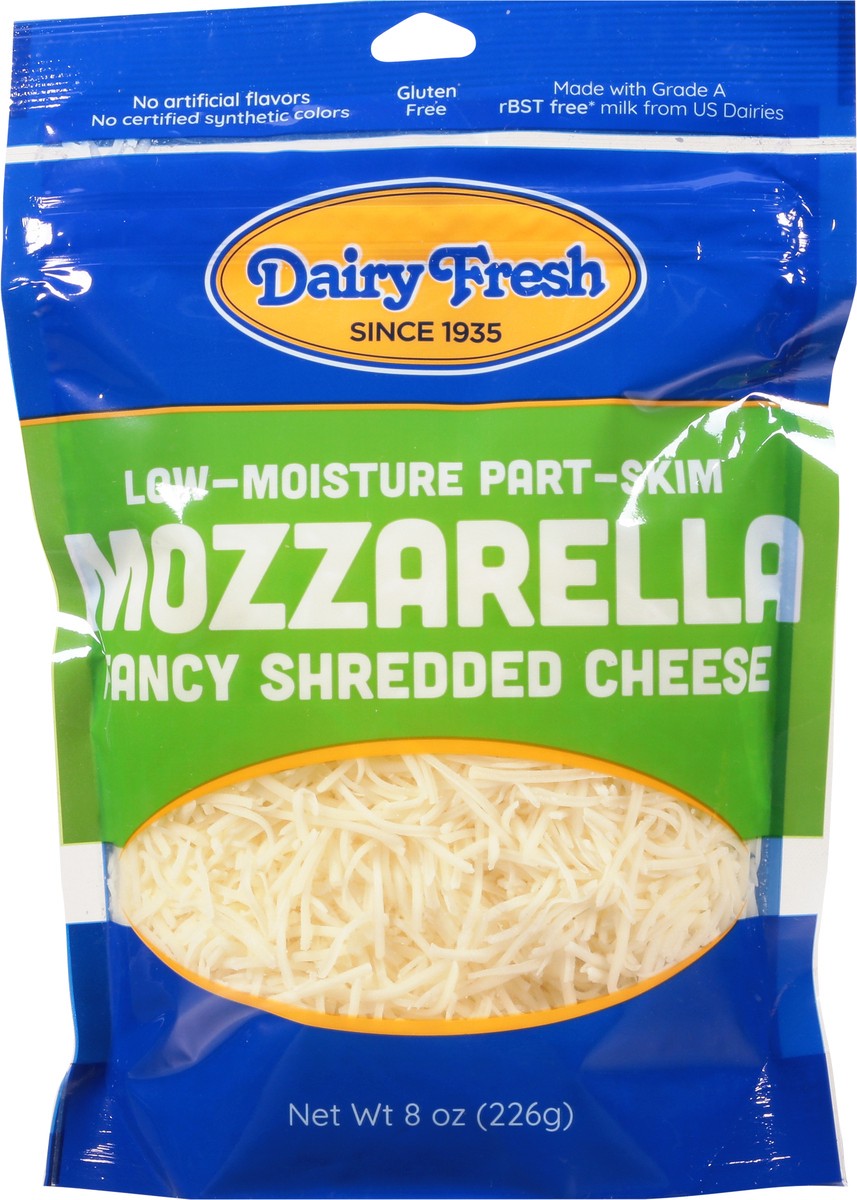 slide 6 of 9, Dairy Fresh Low-Moisture Part-Skim Mozzarella Fancy Shredded Cheese 8 oz, 8 oz
