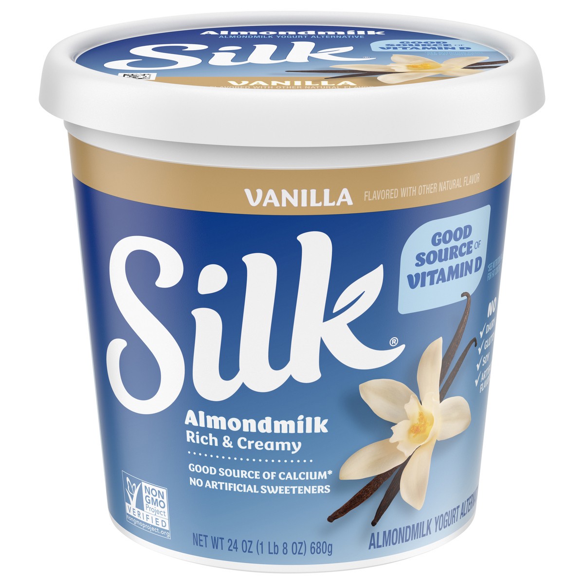 slide 1 of 5, Silk Vanilla Dairy Free, Almond Milk Plant Based Yogurt Alternative, 24 OZ Tub, 24 oz