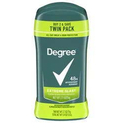 Degree Men Original Protection Antiperspirant Deodorant Extreme Blast, 2.7 oz, Twin Pack