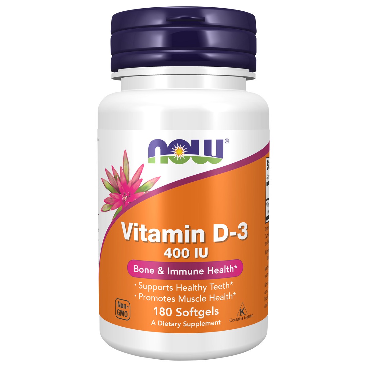 slide 1 of 4, NOW Vitamin D-3 400 IU - 180 Softgels, 180 ct