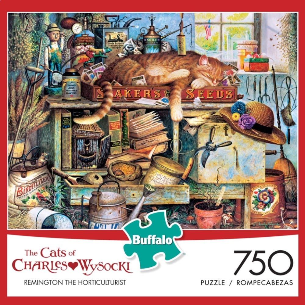 slide 1 of 1, Buffalo Games Charles Wysocki Cats: Remington The Horticulturist Jigsaw Puzzle, 750 ct